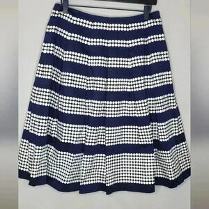Talbots NWT New Womens Navy Blue White Polka Dot Pattern A Line Skirt Size 4